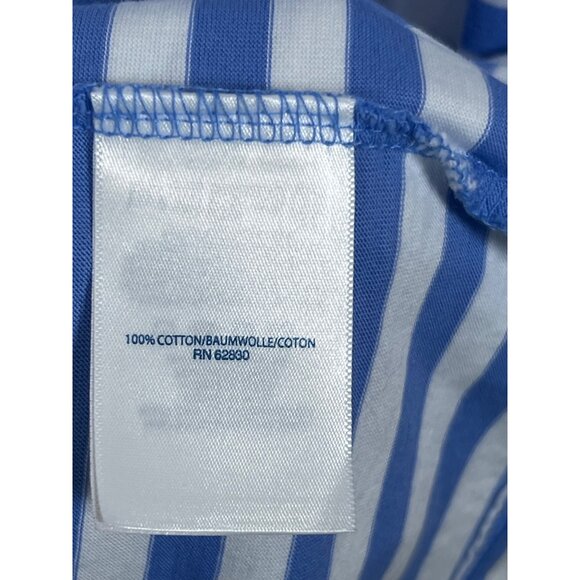 Mens XL Lands End Blue & White Striped Crewneck Short Sleeve T-Shirt 100% Cotton - Picture 7 of 9